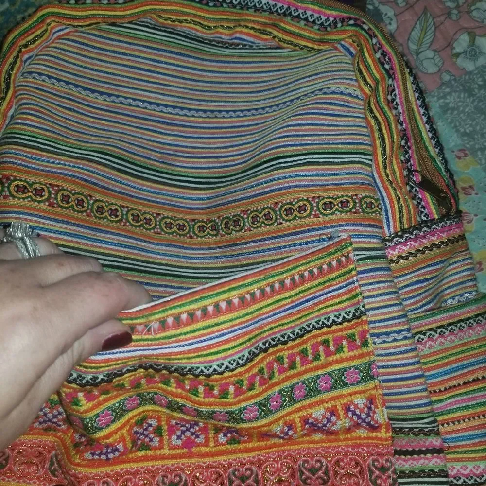 Boho💜Fold Over Backpack  - Picture 4 of 7